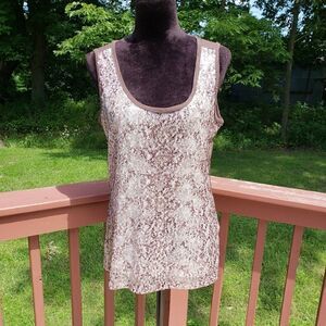 Calvin Klein Ladies Sequin Tank Top,Med, Brown